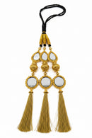 Mirror Work Parandi with Ghungroo & Shells | Golden Tassel