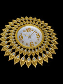 Dpauls Royal Peacock Motif Wall Clock with Crystalline Accents