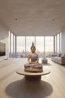 A seated Buddha statue 