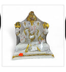 GOLDEN WHITE GANPATI JI 10X7X12 PRS