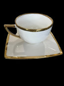 Luxury Square Rim Ceramic Espresso Cup and Saucer Set