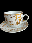 Luxury Textured Ceramic Tea Cup and Saucer Set