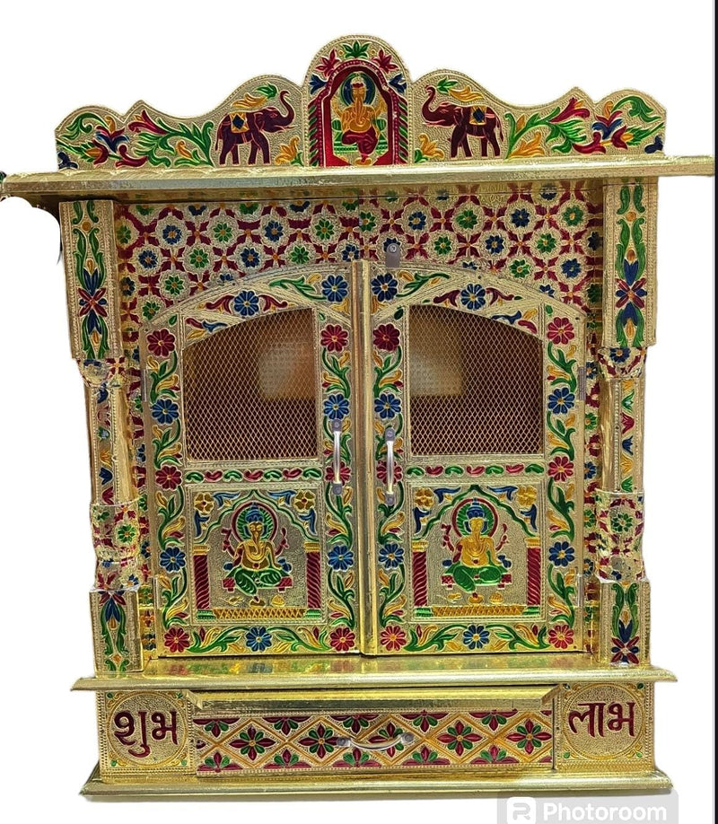Pooja Mandir DOOR GOLDEN COL MINA DABA-28 K FUR