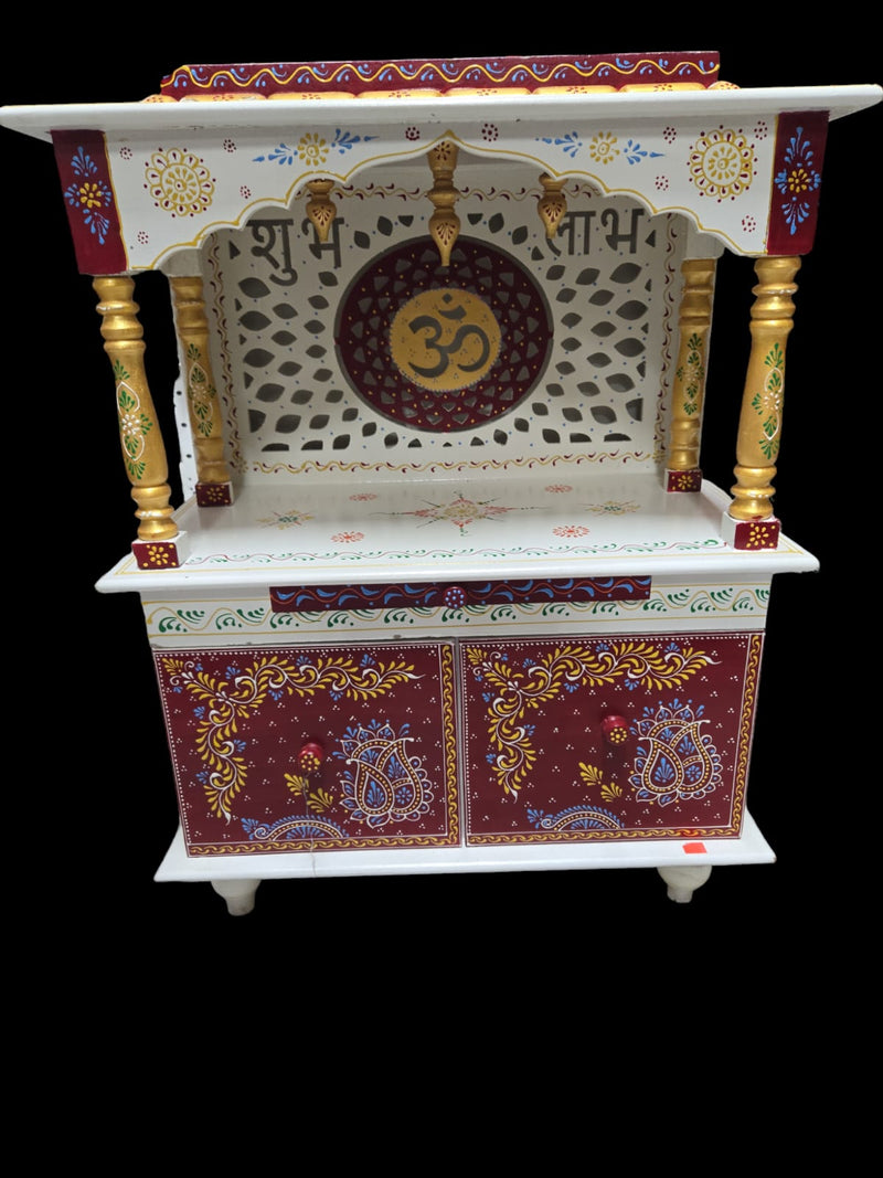 YK-Pooja Mandir OPEN -LED-WHITE & MARRON-EMBOSED COLOR-36