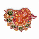 Colored Clay Diya For Diwali-Om 5 Diya Plate