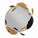Luxury 3D Oval Metal Leaf Wall Mirror with Premium Gold Accent Frame