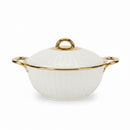 Luxury Ribbed Ceramic Deep Casserole Serving Dish with Gold Accents