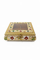 Handcrafted 8x8" Wooden Meenakari Dry Fruit Box – Elegant Festive & Wedding Gifting