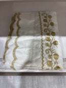 Haguria White Color Golden Emb