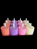 Premium Spiral Textured Pastel Pink Pillar Candle