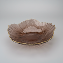 Art Deco Textured Glass Lotus Leaf Luxury Console Centerpiece Bowl