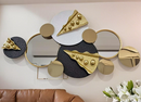 Luxury 3D Geometric Mirror Metal Wall Art with Textured Gold Accents