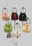 Sequin Drawstring Bucket Bag with Ring Handle