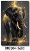 Stylized wall art 
 of an elephant with a dark background