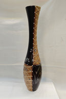 Luxury Handcrafted Dual-Tone Wooden Floor Vase