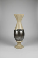 Elegant 65 cm Fluted Wooden Floor Vase with Textured Centerband