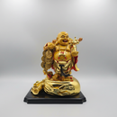 Laughing Budha Golden with Wood Base