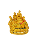 Golden Polyresin Laughing Buddha with Five Children Statue