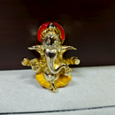 Golden Polyresin Lord Ganesha Statue on Black Base