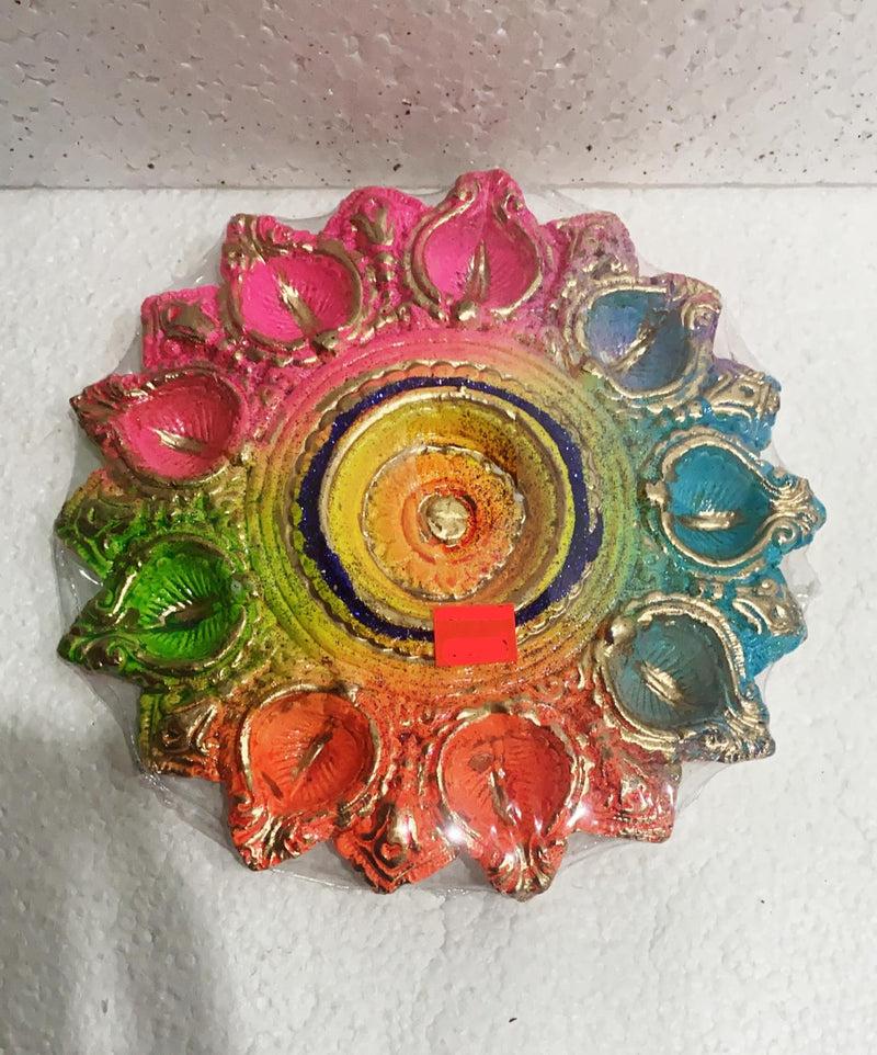 9 Diya Colored Diya Plate