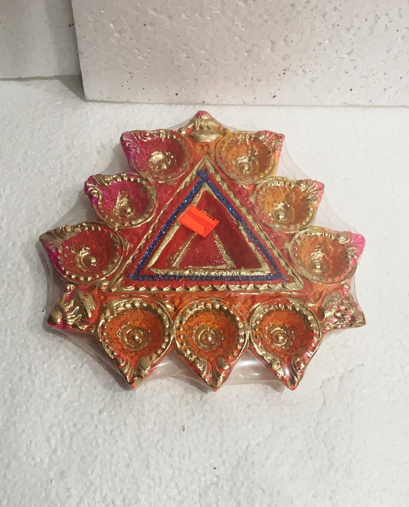 9 Diya Colored Diya Plate