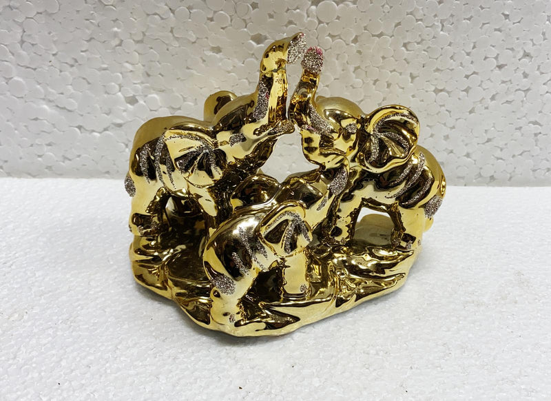 Three Elephants Attached (Golden)
